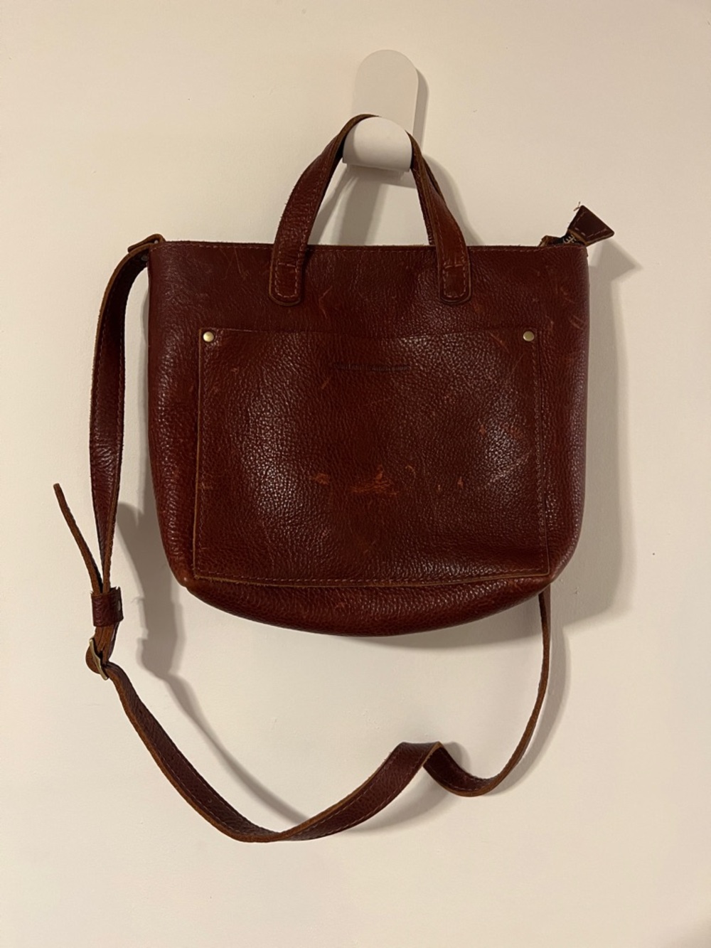 Portland Leather mini tote with zippered top